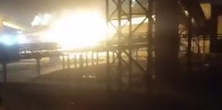 Chemical plant building after a UAV attack