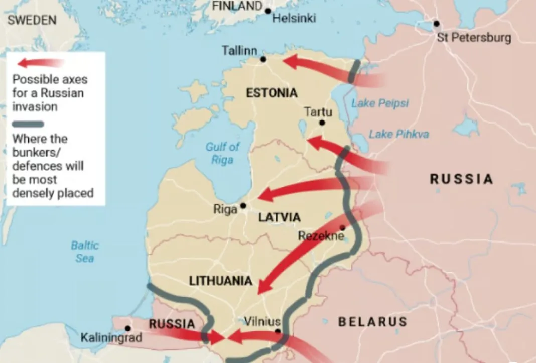 Карта можливого наступу на країни Балтії