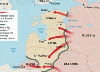Карта можливого наступу на країни Балтії