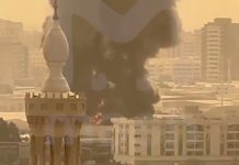 Thick smoke after a fire in a Sharjah urban development