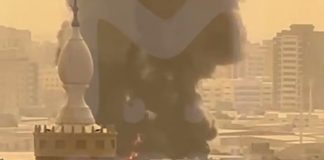 Thick smoke after a fire in a Sharjah urban development