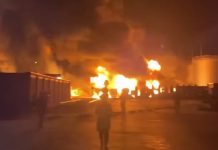 Пожежа на нафтобазі у Лабінську після атаки дронів
