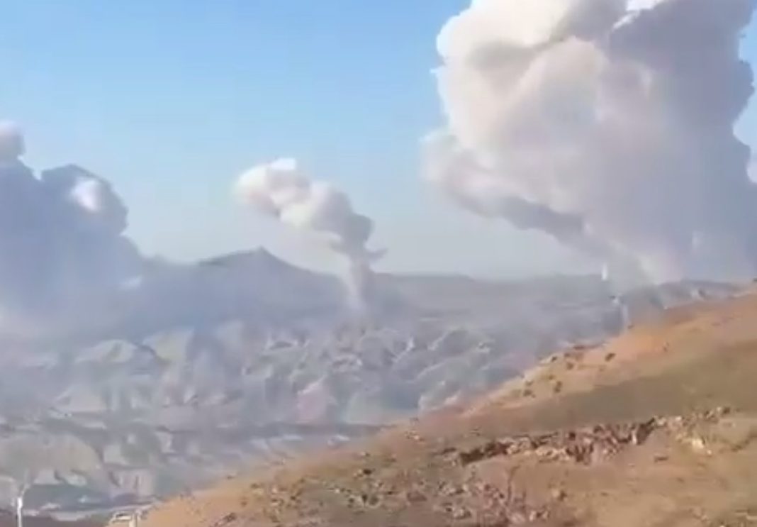 Pillars of smoke over Pardis near Tehran