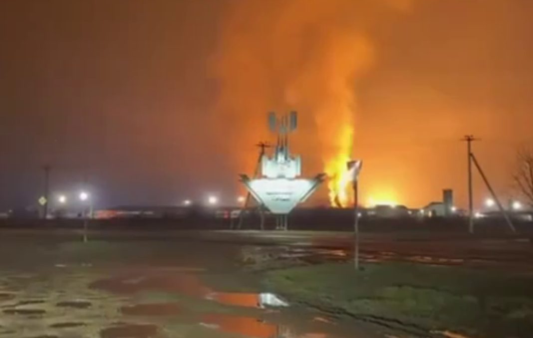 fire at an oil logistics facility in Armavir