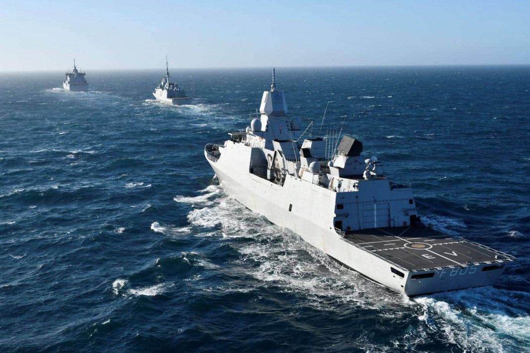Dutch military frigate at sea