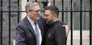 President of Ukraine Volodymyr Zelenskyy and Prime Minister of the United Kingdom Keir Starmer during a meeting in London