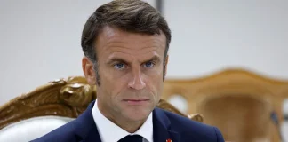 Macron during an official meeting in Paris