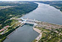 A view of the Dniester River near the Novodnistrovska HPP after the attack