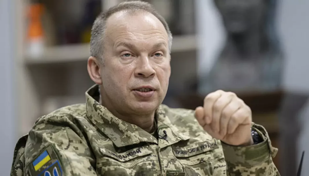 Oleksandr Syrskyi during a briefing on the situation at the frontline.