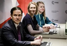 Суперечка на G7 через Україну: Рубіо проти Каллас Сенатор США Марко Рубіо та прем'єр-міністерка Естонії Кая Каллас під час зустрічі