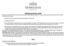 White House document on Operation Epic Fury