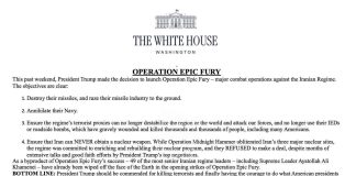 Білий дім заявив, що США не воюють з Іраном документ Білого дому про Operation Epic Fury