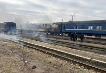 a damaged passenger train