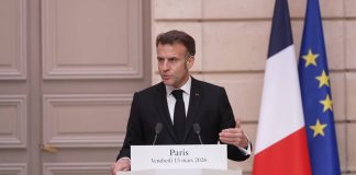 Emmanuel Macron during a press conference