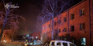 Damaged houses and broken windows after shelling in Kyiv region