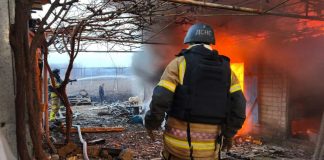 Destroyed residential building after shelling in Dnipro region