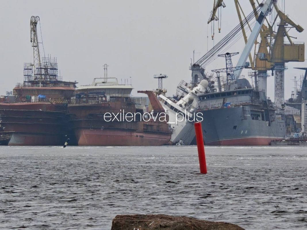 Пожежа на території суднобудівного заводу у Виборгу після атаки дронів.