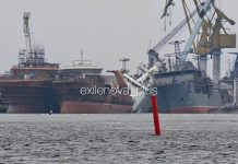 Пожежа на території суднобудівного заводу у Виборгу після атаки дронів.