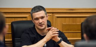 Ukraine's Defence Minister Mykhailo Fedorov during a meeting with the military.