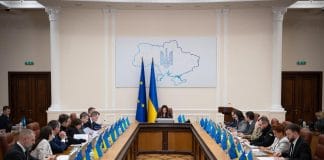 Ministers at a meeting of the Cabinet of Ministers of Ukraine decide to