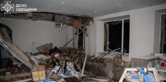 Damaged roof of maternity hospital after attack in Odesa