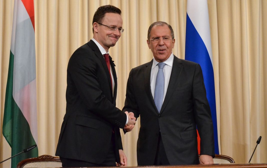 Peter Siarto and Sergey Lavrov during an official meeting