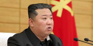 Kim Jong Un speaks at a session of the DPRK Supreme People's Assembly in Pyongyang.