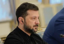 President of Ukraine Volodymyr Zelenskyy during a speech