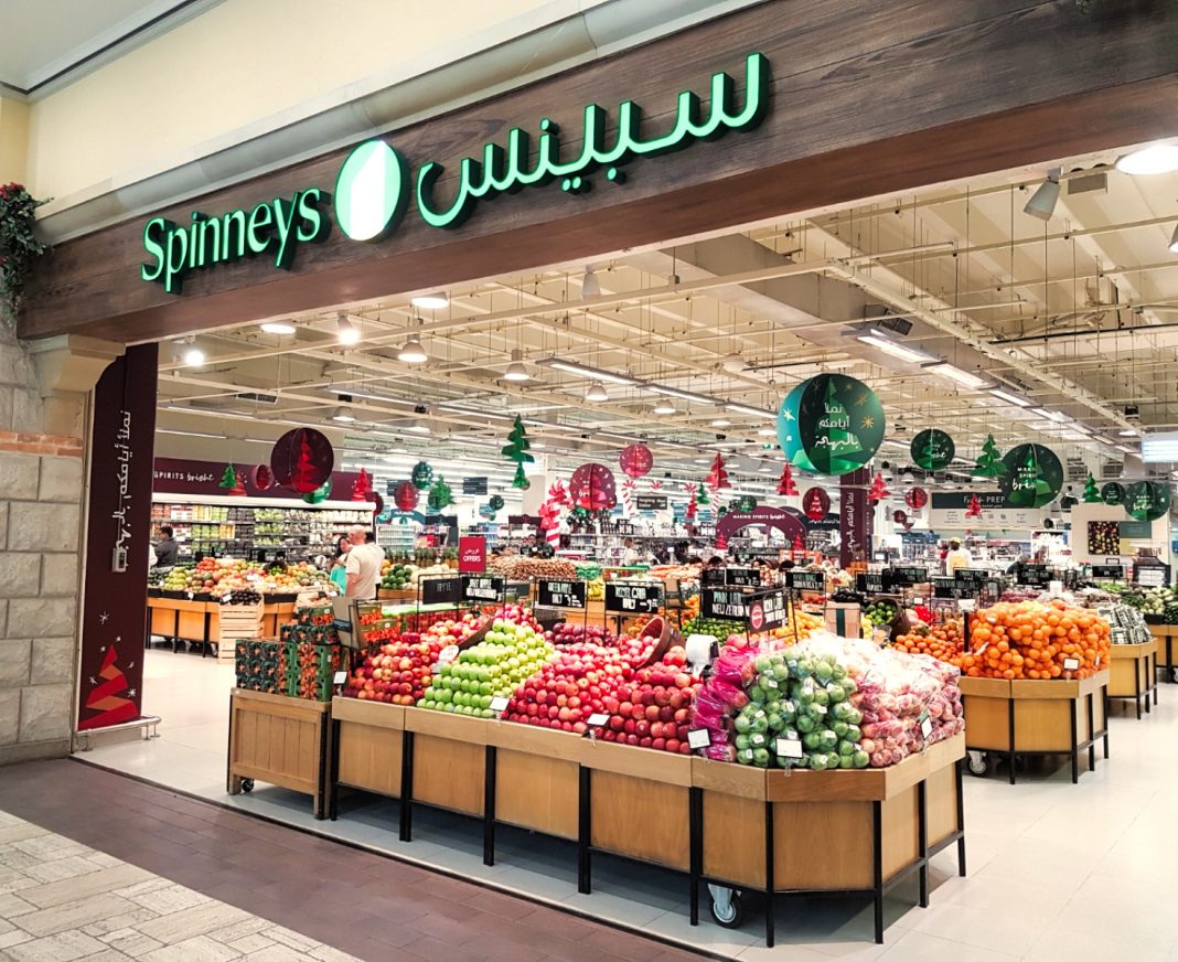 Supermarket in Dubai with shelves of fresh produce