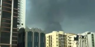 Smoke over the Fujairah area in the UAE after the explosions