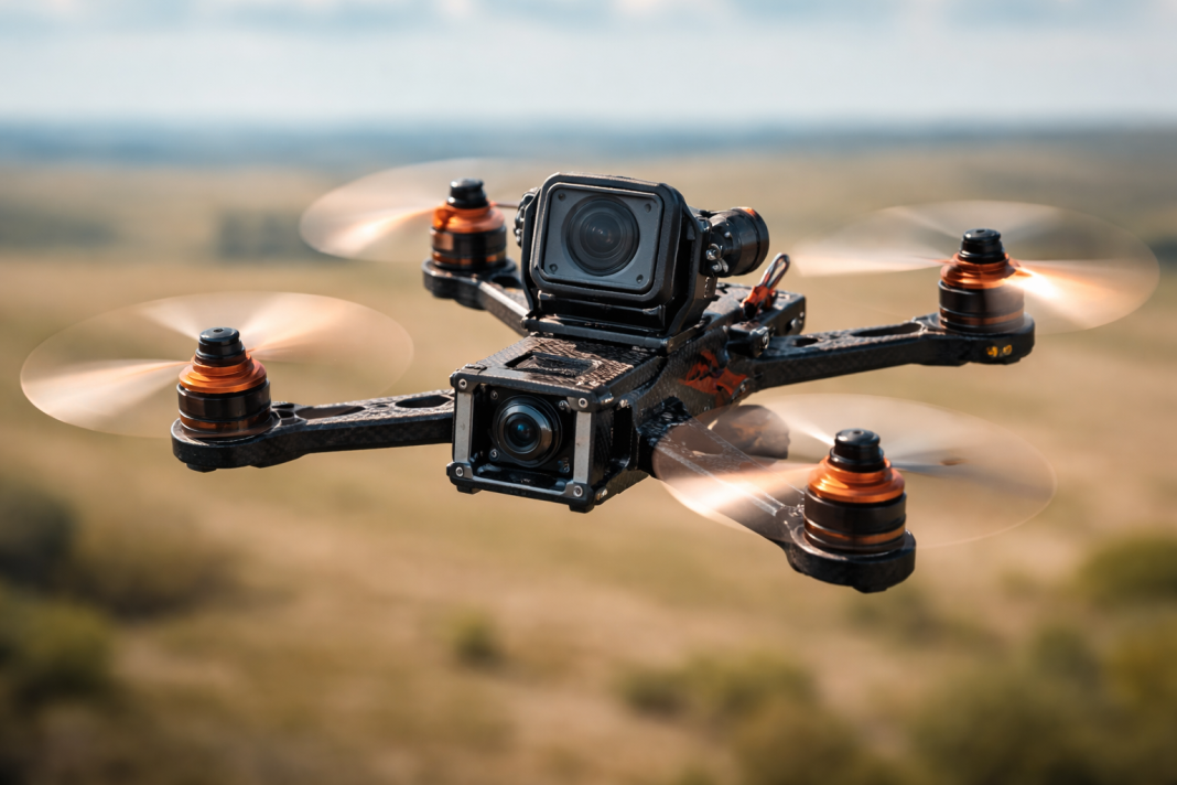 FPV drone in flight during combat operations