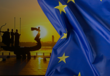 Flags of Ukraine and the EU