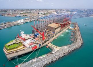 Floating power plant Karpowership at the pier