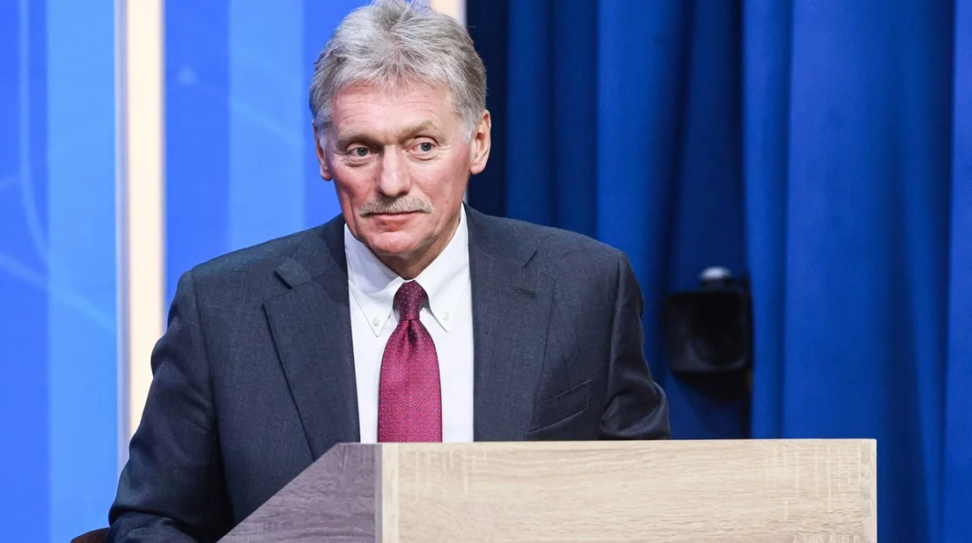 Peskov at a briefing in the Kremlin