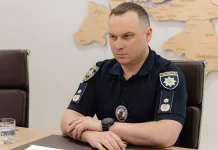 Head of the National Police Ivan Vyhivskyi at a briefing