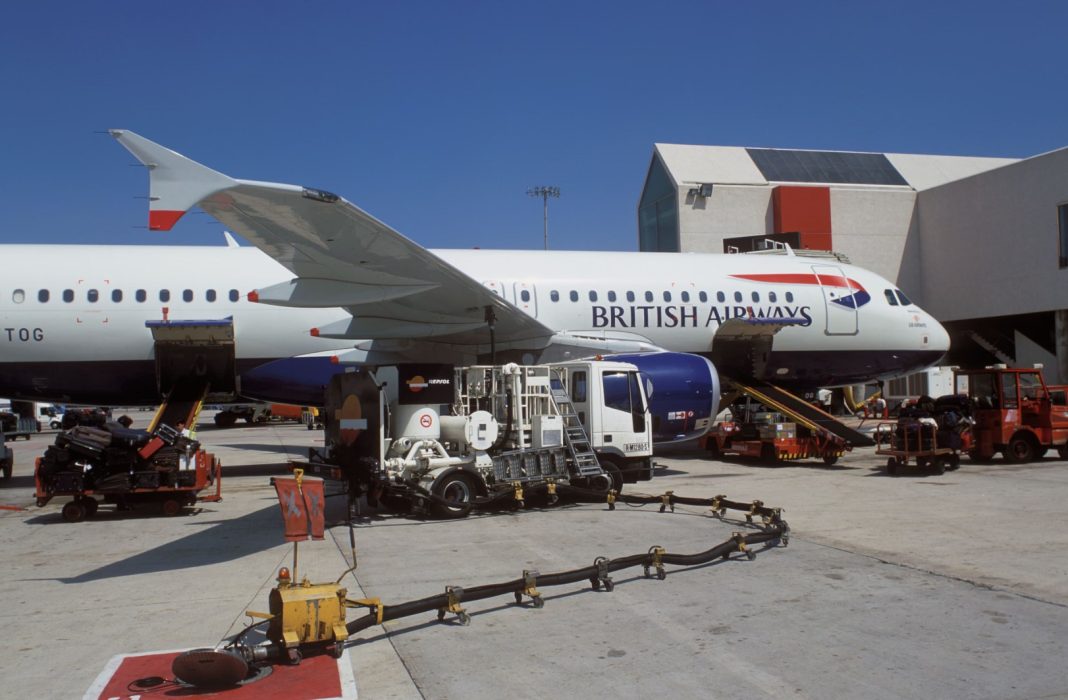 European airport planes are standing