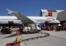 European airport planes are standing