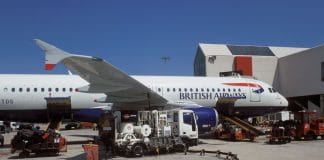 European airport planes are standing