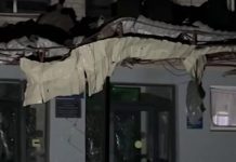 Destruction after a drone attack in Chernihiv