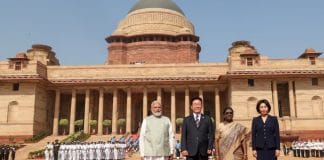 Lee Jae-myung and Modi at the summit
