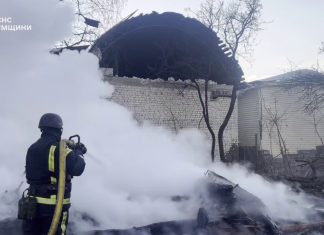 Fire after UAV attack in Sumy region