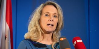 Sarah Wedel-Wilson at a press conference