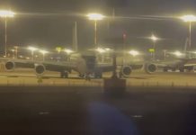 American refuelling aircraft at the airport
