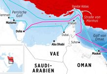 Underwater internet cables in the Strait of Hormuz