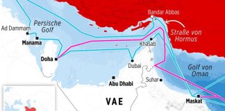 Underwater internet cables in the Strait of Hormuz