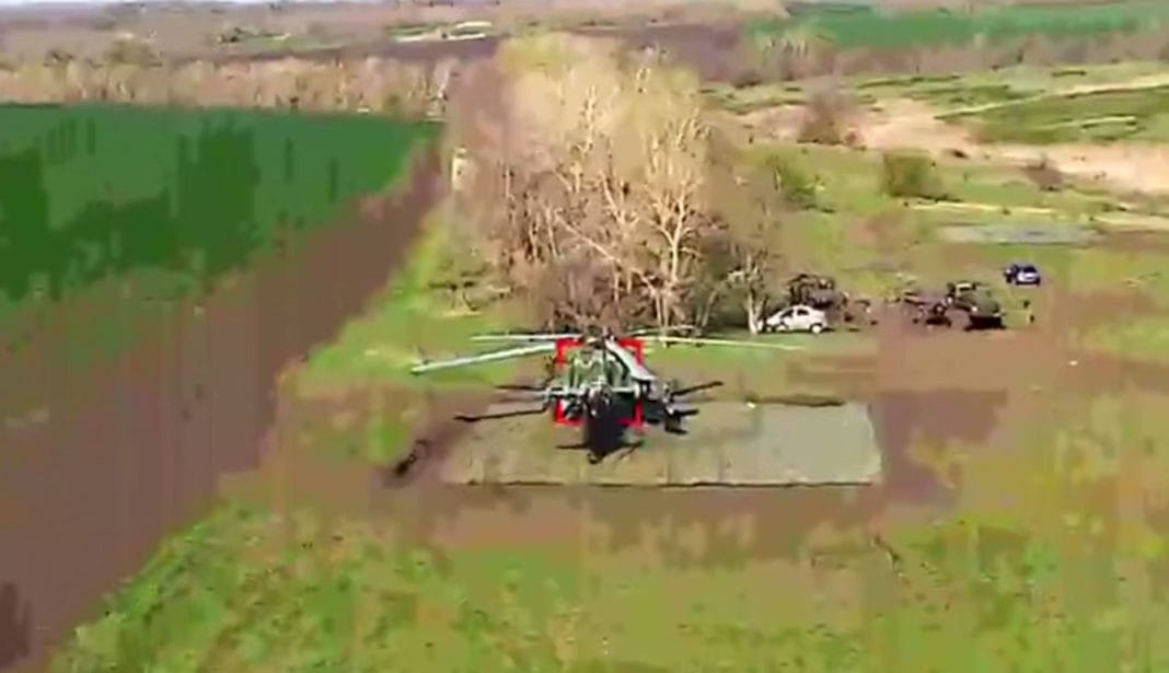 Ukrainian drones attack Russian helicopters