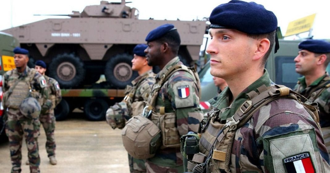 The French army at a military exercise