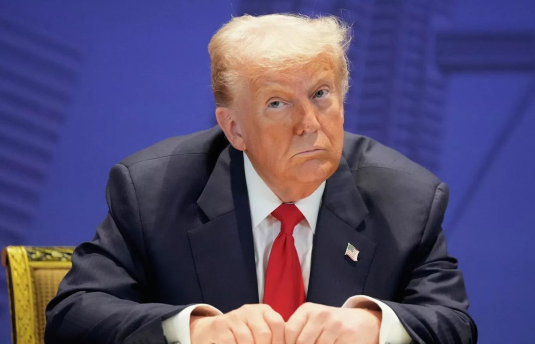 Trump at a press conference on Iran