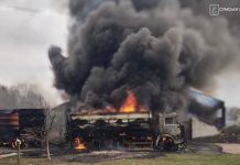 Пошкоджена електропідстанція після атаки дрона в Україні