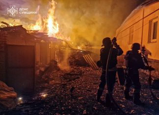 Пожежа після атаки дрона